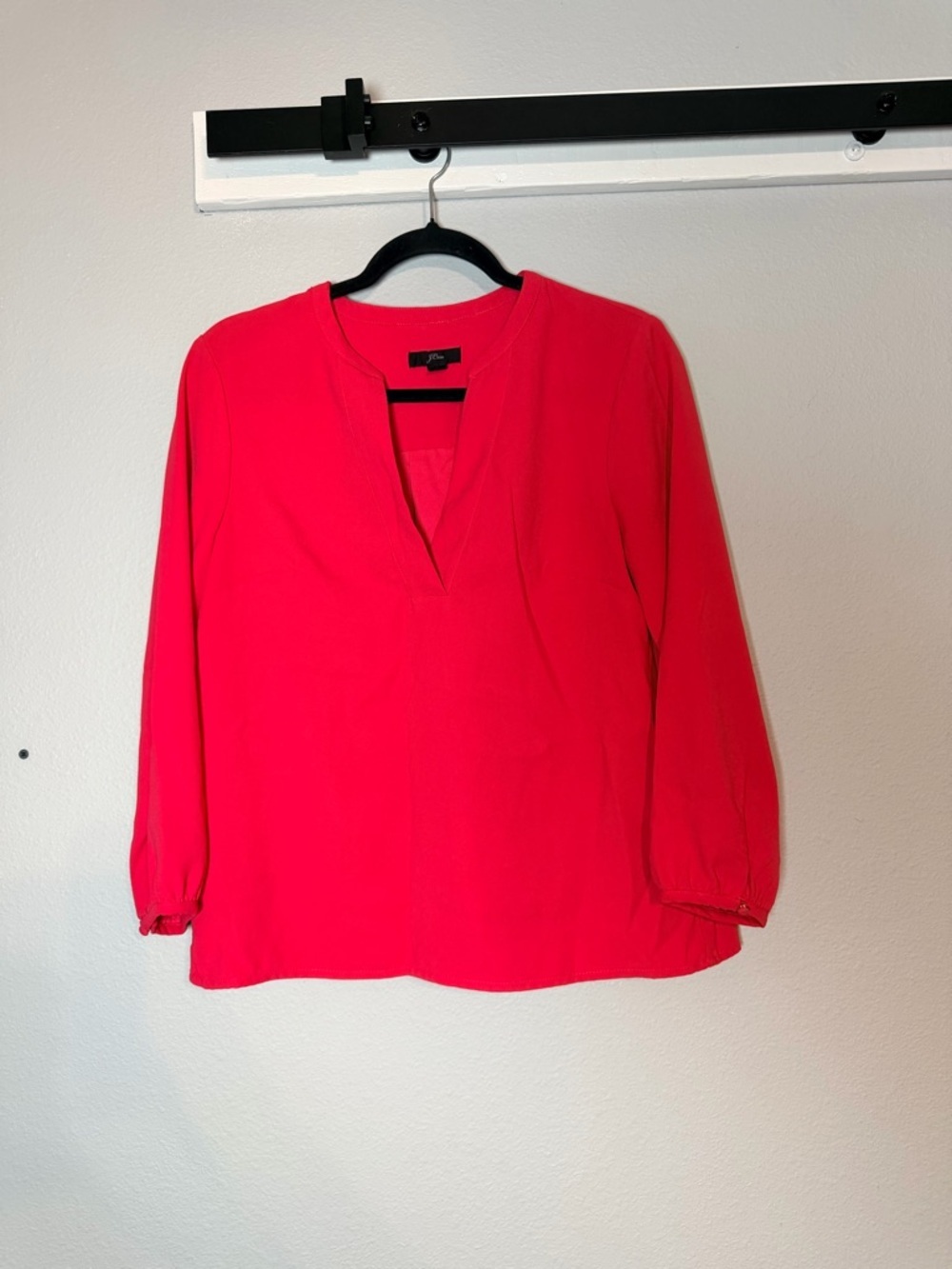 J. Crew Open V Neck Blouse 365 Crepe Small Hot Pink Business Casual Office